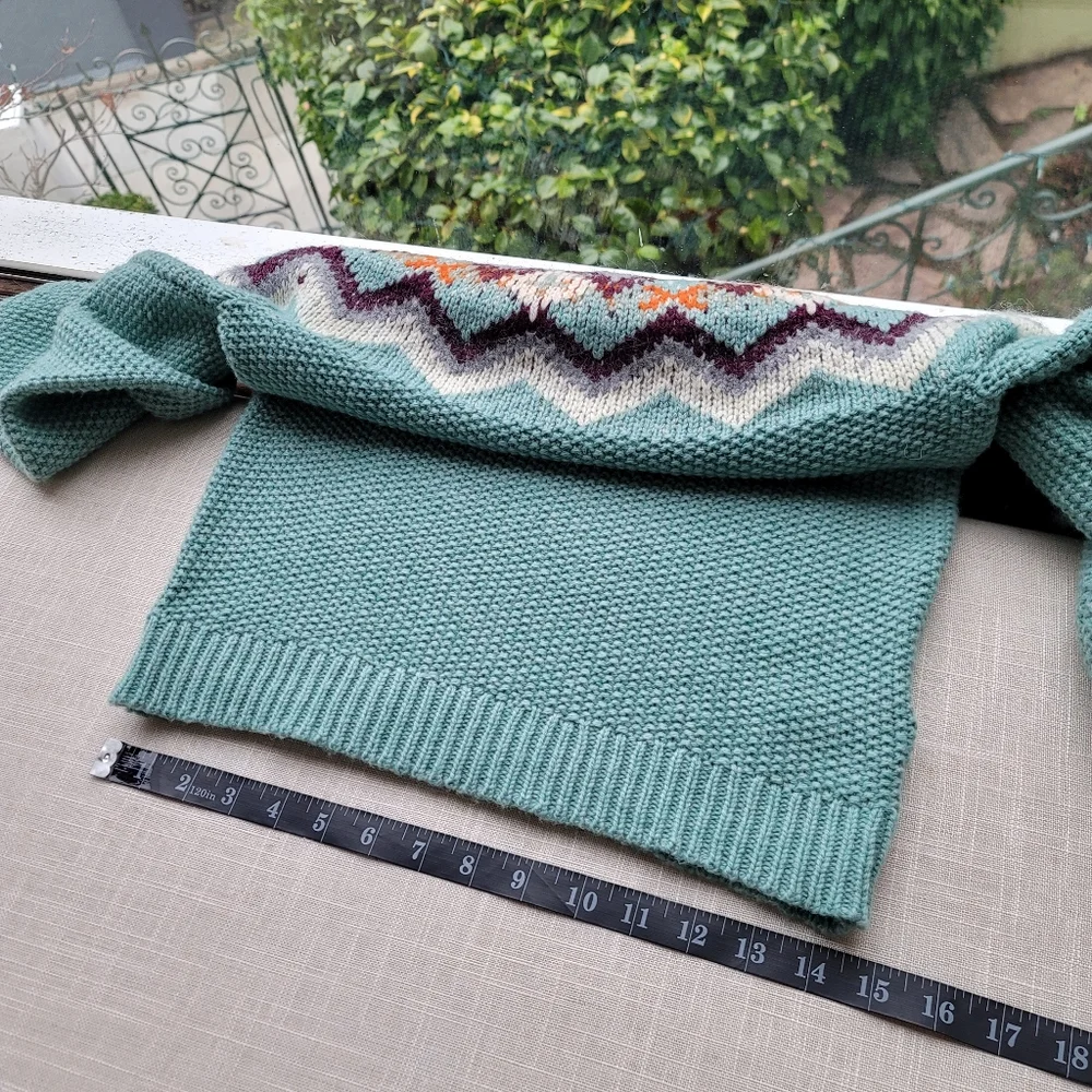 New! J Crew sz XS X-Small Zigzag Fair Isle Warm Aqua Blue Sweater NWT
